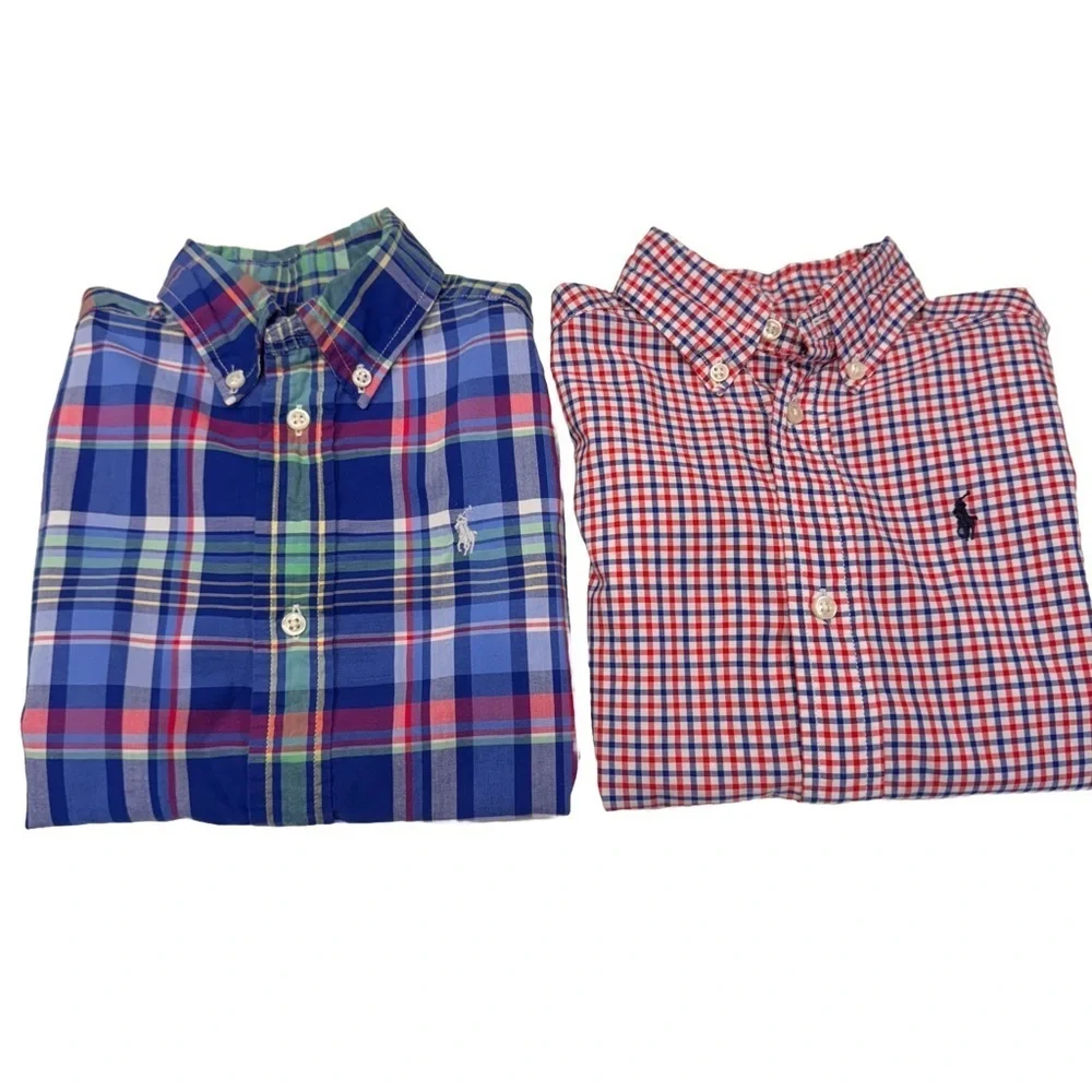 Ralph Lauren LOT Of 2 Boys Button Down Shirts Sz 3T 1 Short Sleeve 1 Long Sleeve
